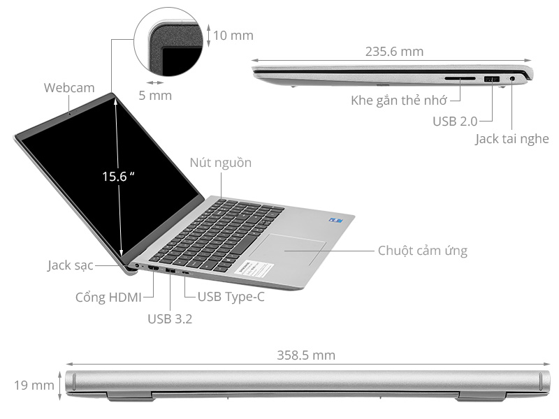 Dell 15 DC15250 - CPH997 (i7 1355U, 16GB, 1TB, Full HD 120Hz, OfficeH24+365, Win11)