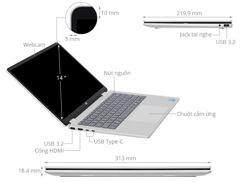 HP OmniBook 5 Flip 14 fp0057TU - BZ7Q6PA (Core 5 120U, 16GB, 512GB, WUXGA, Cảm ứng, OfficeH24, Win11)