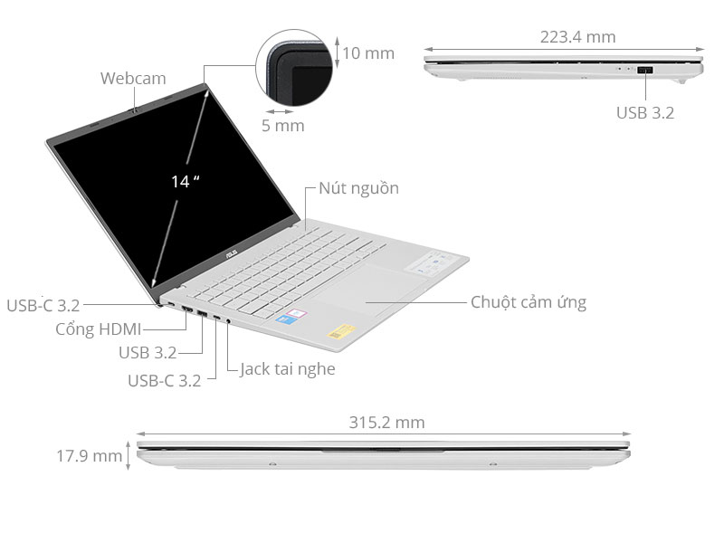 Asus Vivobook S14 S3407VA - LY146W (Core 5 210H, 16GB, 512GB, WUXGA, Win11)