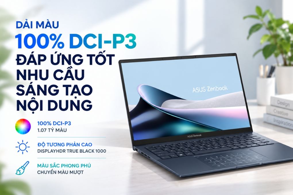Laptop Asus ZenBook 14 UX3405CA - ST628W (Ultra 5 225H, 16GB, 512GB, 3K OLED 120Hz, Win11) Màu Xanh Dương