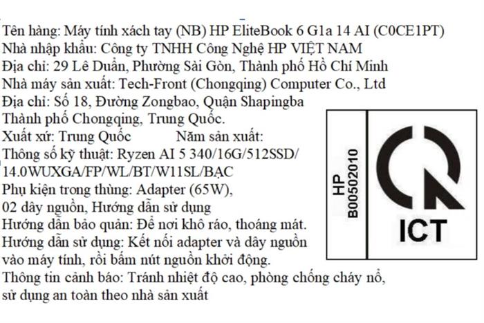 Laptop HP EliteBook 6 G1a 14 - C0CE1PT (R5 AI 340, 16GB, 512GB, WUXGA, Win11) Màu Bạc