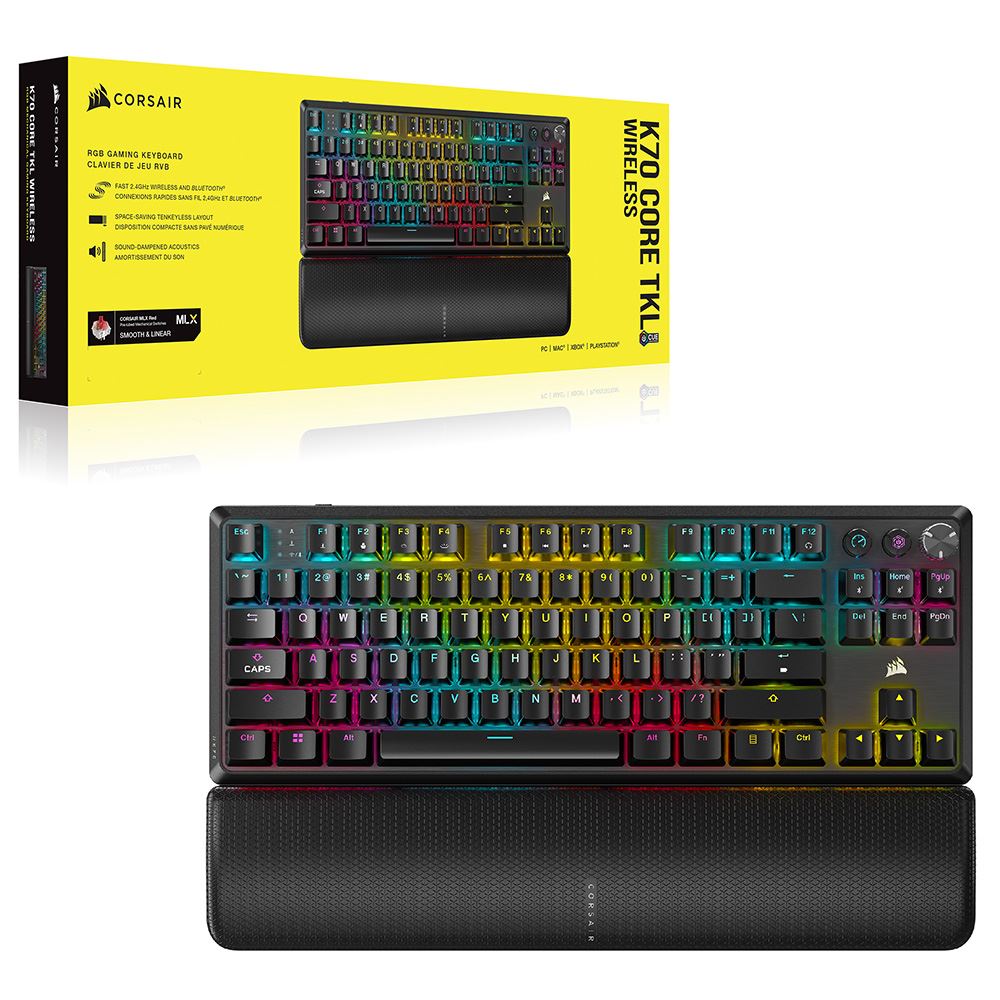 Bàn Phím Cơ Bluetooth Gaming Corsair K70 CORE TKL WL-MLX RED-BLK RGB/CH-914901E-NA - Trải nghiệm