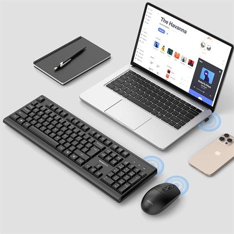 Bộ Bàn Phím Chuột Không Dây MicroPack KM-205W Màu Đen