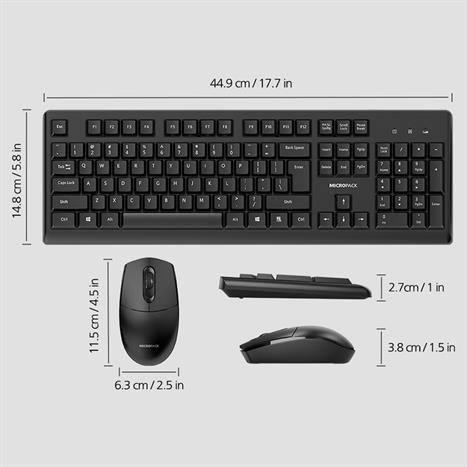 Bộ Bàn Phím Chuột Không Dây MicroPack KM-205W Màu Đen