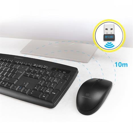 Bộ Bàn Phím Chuột Không Dây MicroPack KM-203W Màu Đen