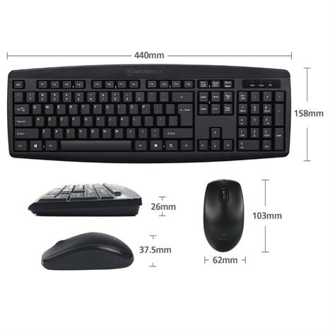 Bộ Bàn Phím Chuột Không Dây MicroPack KM-203W Màu Đen