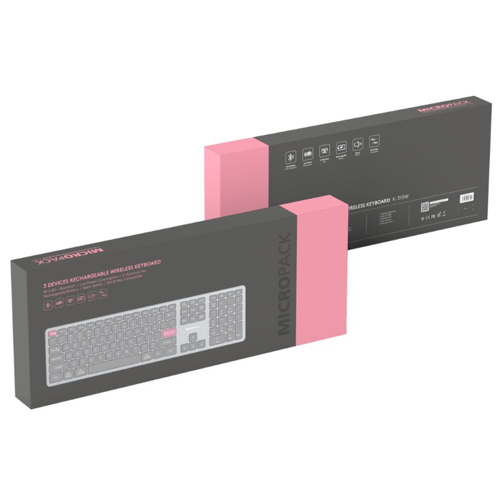 Bàn Phím Bluetooth MicroPack K-310W - Xám Màu Xám