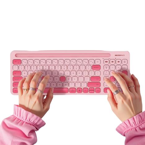 Bàn Phím Bluetooth MicroPack KM-238W - Hồng Màu Đỏ đô