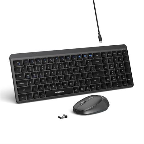 Bộ Bàn Phím Chuột Bluetooth MicroPack KM-268W - Đen Màu Đen