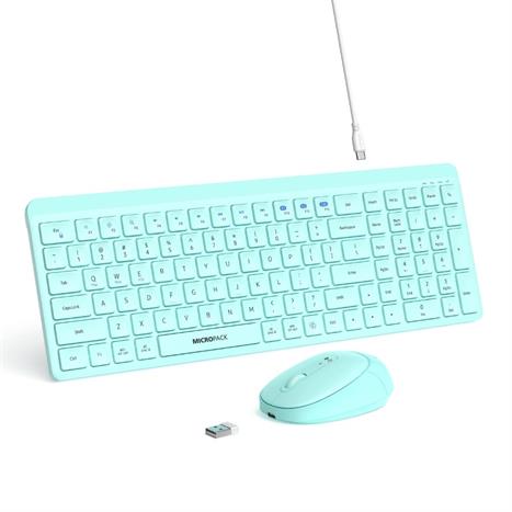 Bộ Bàn Phím Chuột Bluetooth MicroPack KM-268W - Xanh Lá Màu Xanh lá