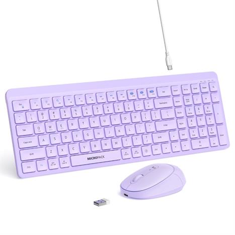 Bộ Bàn Phím Chuột Bluetooth MicroPack KM-268W - Tím Màu Tím