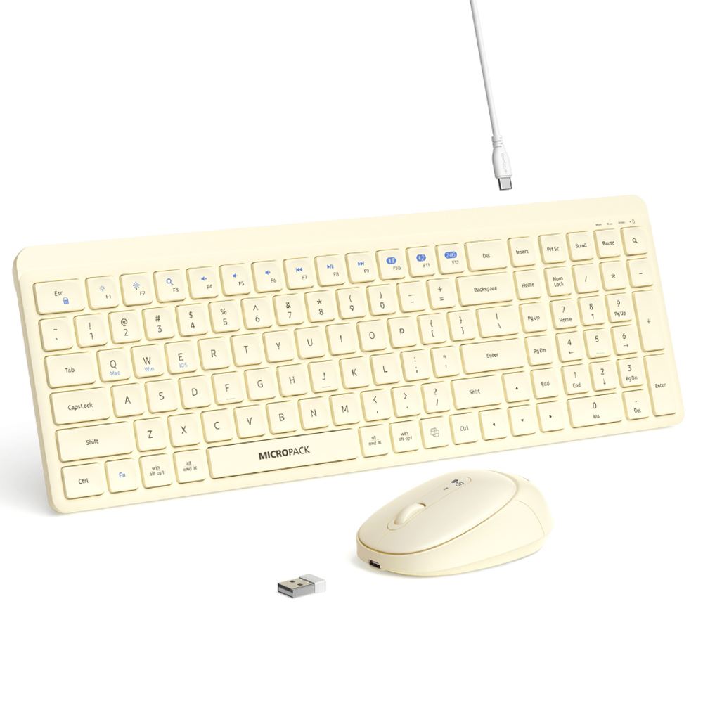 Bộ Bàn Phím Chuột Bluetooth MicroPack KM-268W - Kem Màu Màu be