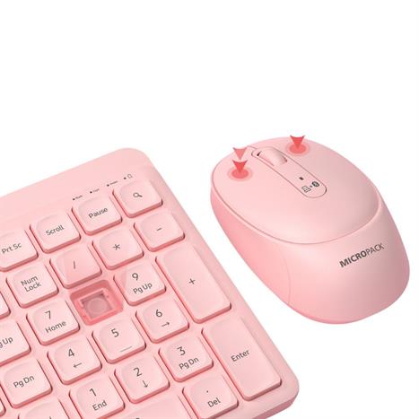 Bộ Bàn Phím Chuột Bluetooth MicroPack KM-268W - Hồng Màu Hồng