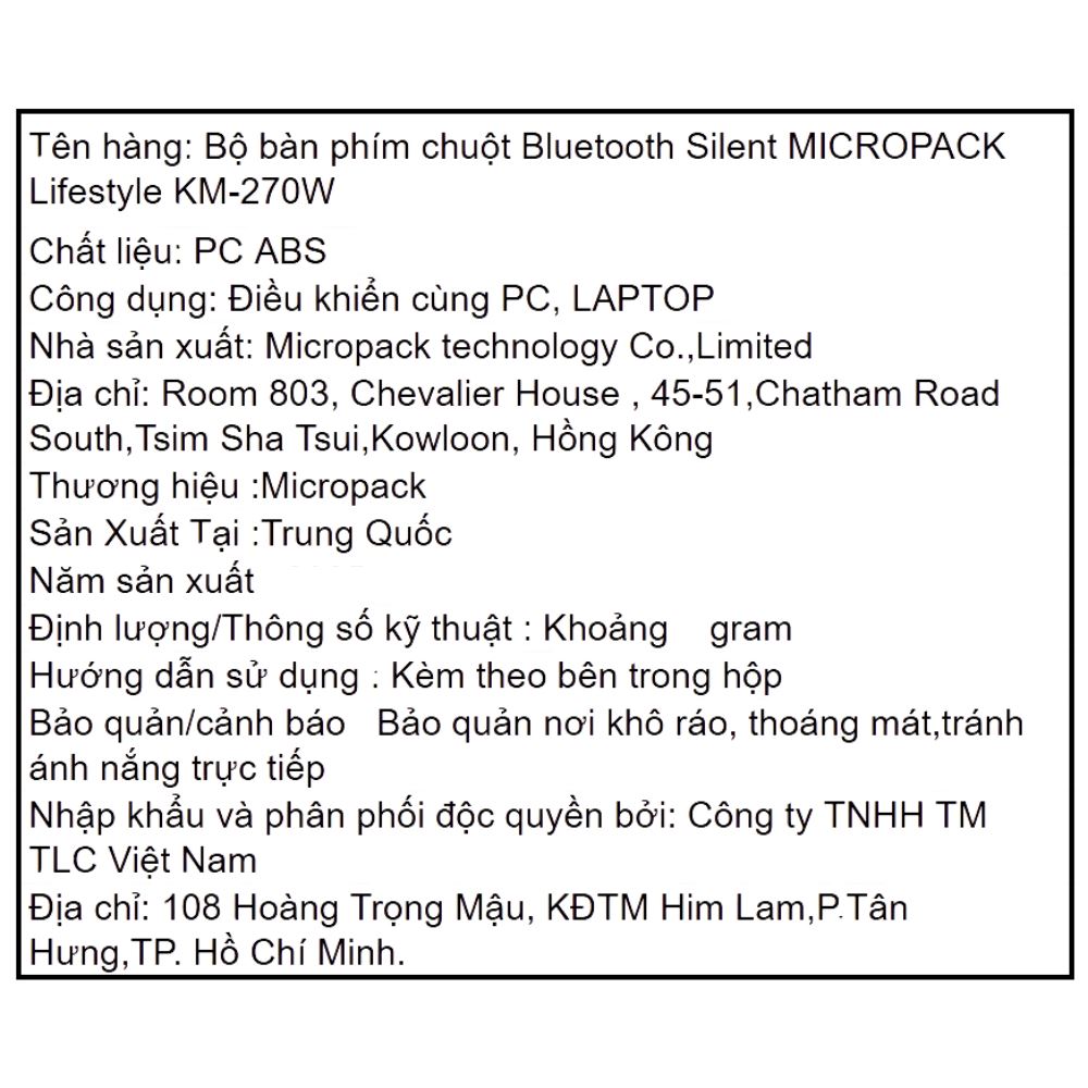 Bộ Bàn Phím Chuột Bluetooth MicroPack KM-270W - Xanh Lá Màu Xanh lá