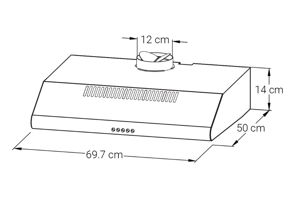 Máy hút mùi âm tủ Comfee CH-70SF49B Màu Đen