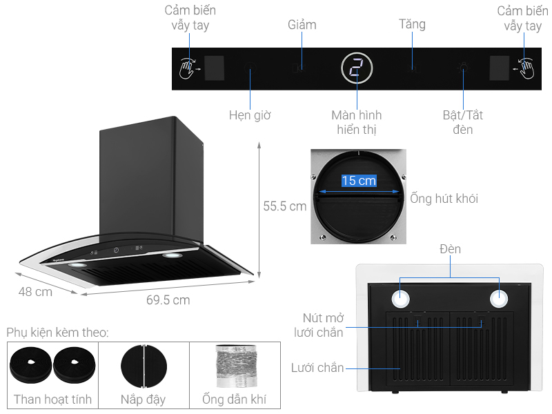 Máy hút mùi kính cong Nagakawa NKCH11M70