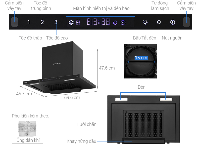 Máy hút mùi áp tường Pramie TT70