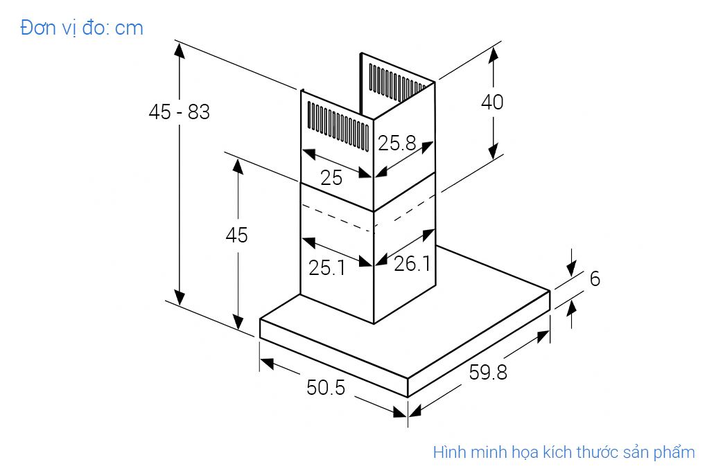 Máy hút mùi áp tường Bosch DWB67BK61T Màu Đen - Bạc