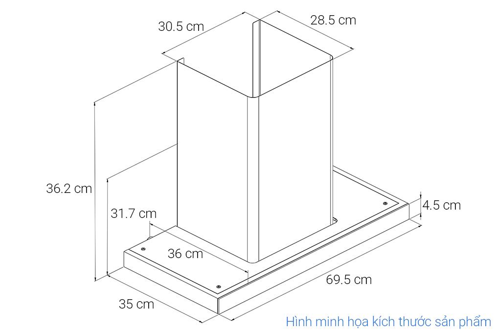 Máy hút mùi áp tường Sunhouse SHB72103-MD Màu Đen