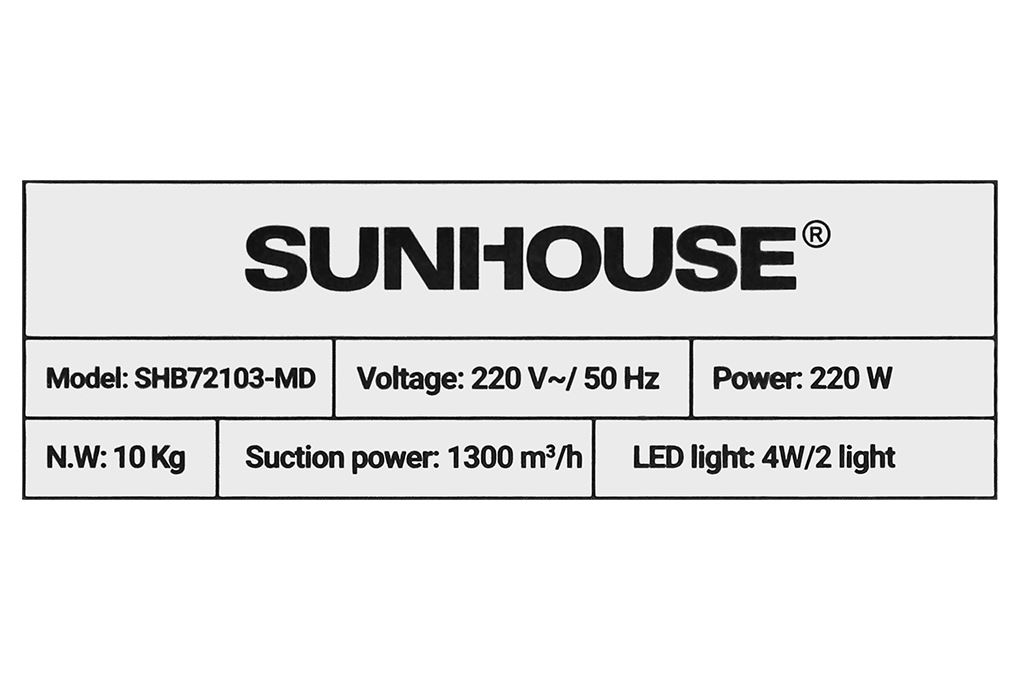 Máy hút mùi áp tường Sunhouse SHB72103-MD Màu Đen
