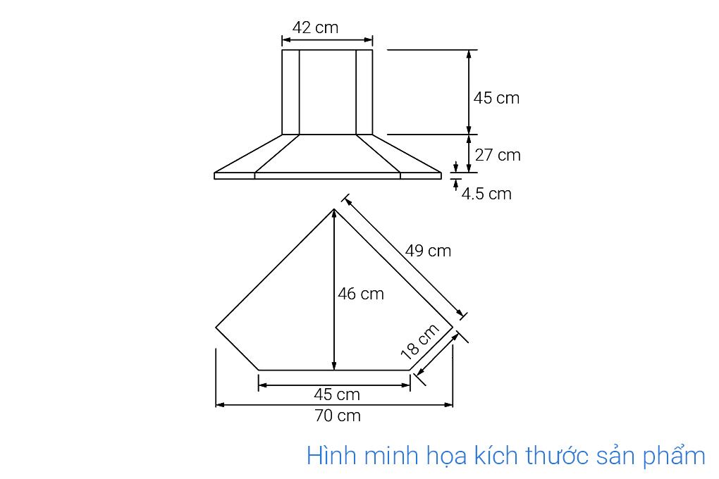 Máy hút mùi áp tường KAFF KF-CN700I Màu Bạc