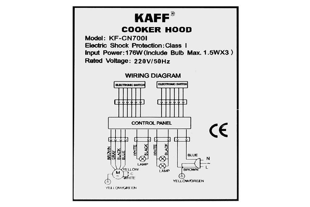 Máy hút mùi áp tường KAFF KF-CN700I Màu Bạc