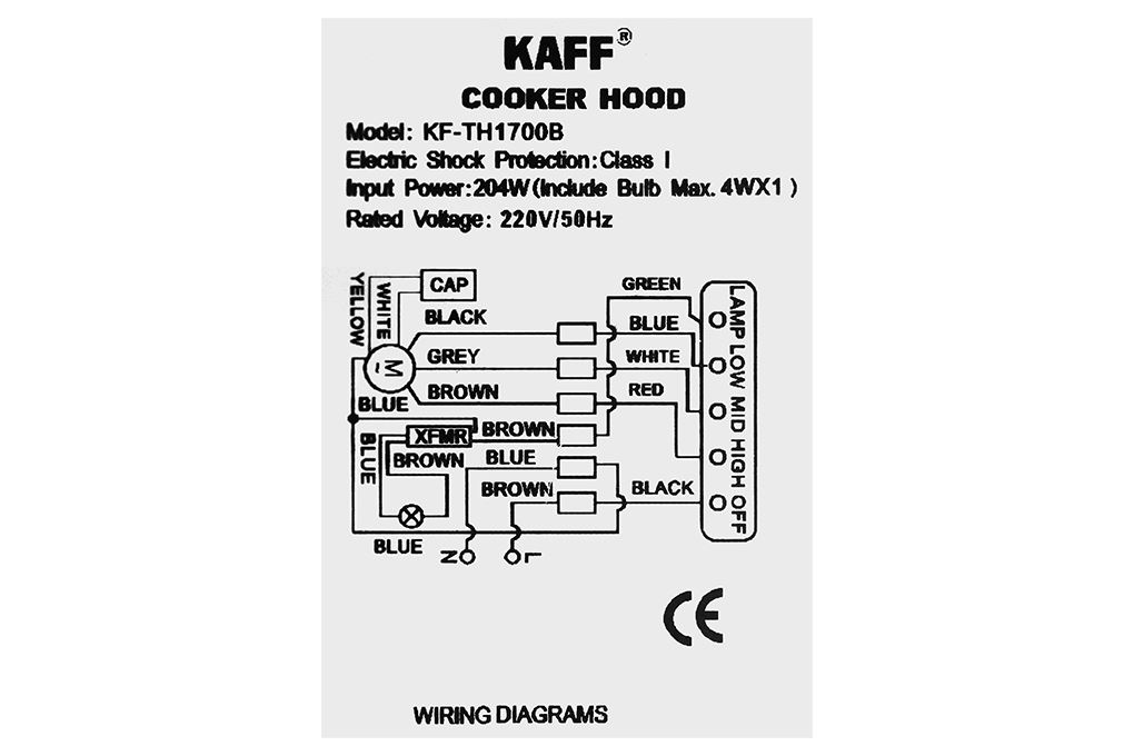 Máy hút mùi âm tủ KAFF KF-TH1700B Màu Đen