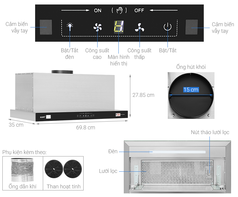 Máy hút mùi âm tủ KAFF KF-TH1700S