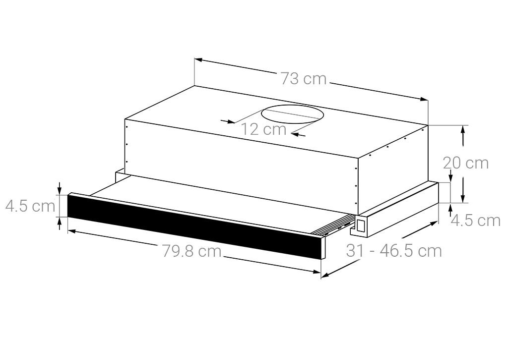 Máy hút mùi âm tủ KAFF KF-Tl80H Màu Trắng - Bạc