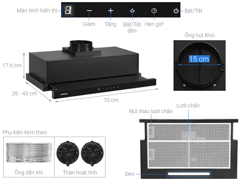 Máy hút mùi âm tủ Hafele HC-H7032TB (538.86.098)