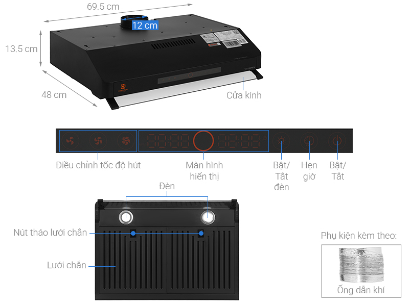 Máy hút mùi âm tủ Hawonkoo HRH-703