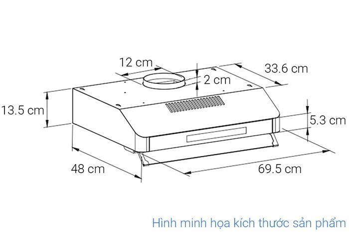 Máy hút mùi âm tủ Hawonkoo HRH-703 Màu Đen