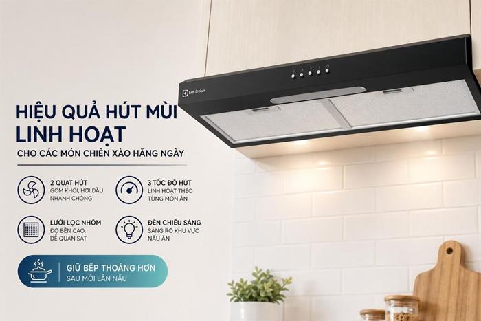 Máy hút mùi âm tủ Electrolux ECF7311KB Màu Đen