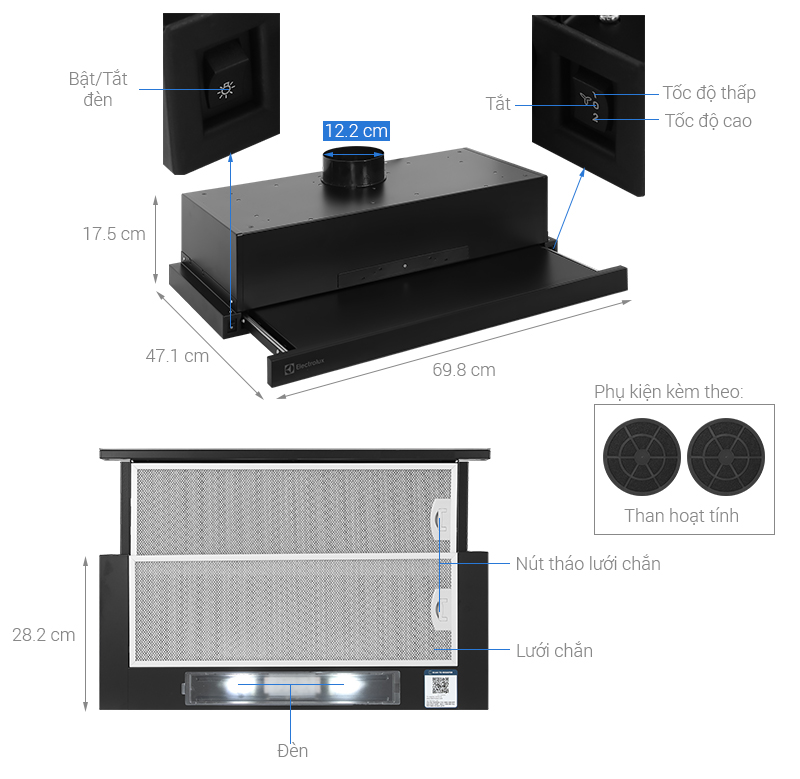 Máy hút mùi âm tủ Electrolux ECP7311GB