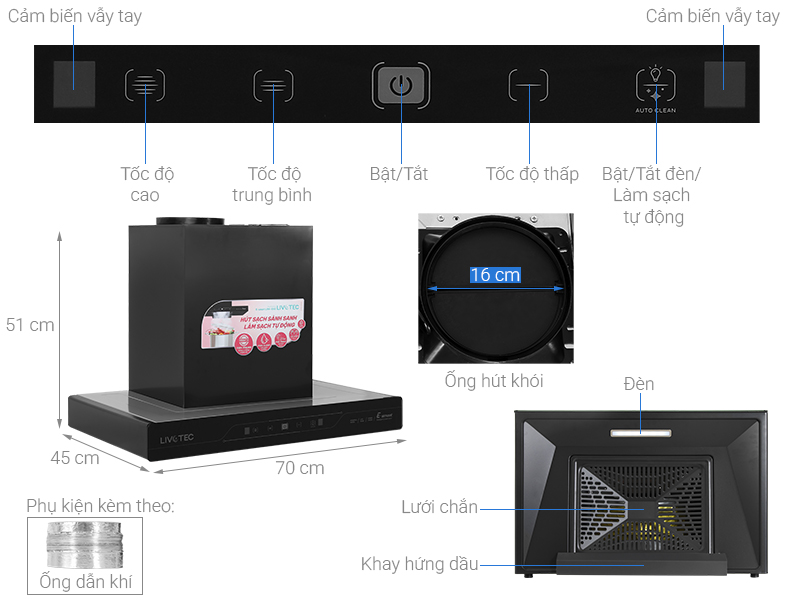 Máy hút mùi áp tường Livotec LRH-550S