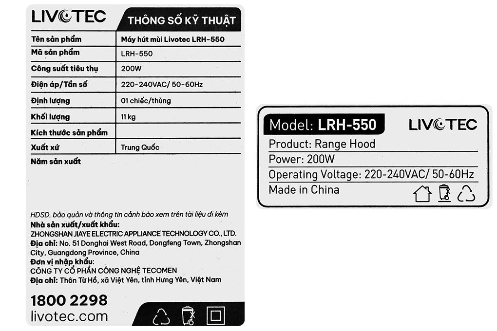 Máy hút mùi áp tường Livotec LRH-550S - 12