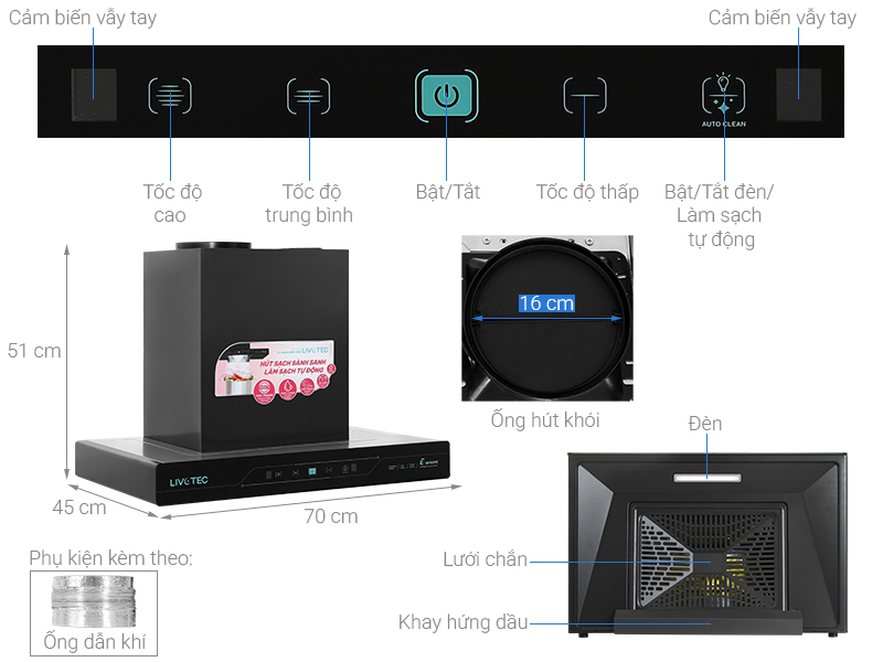 Máy hút mùi áp tường Livotec LRH-550G