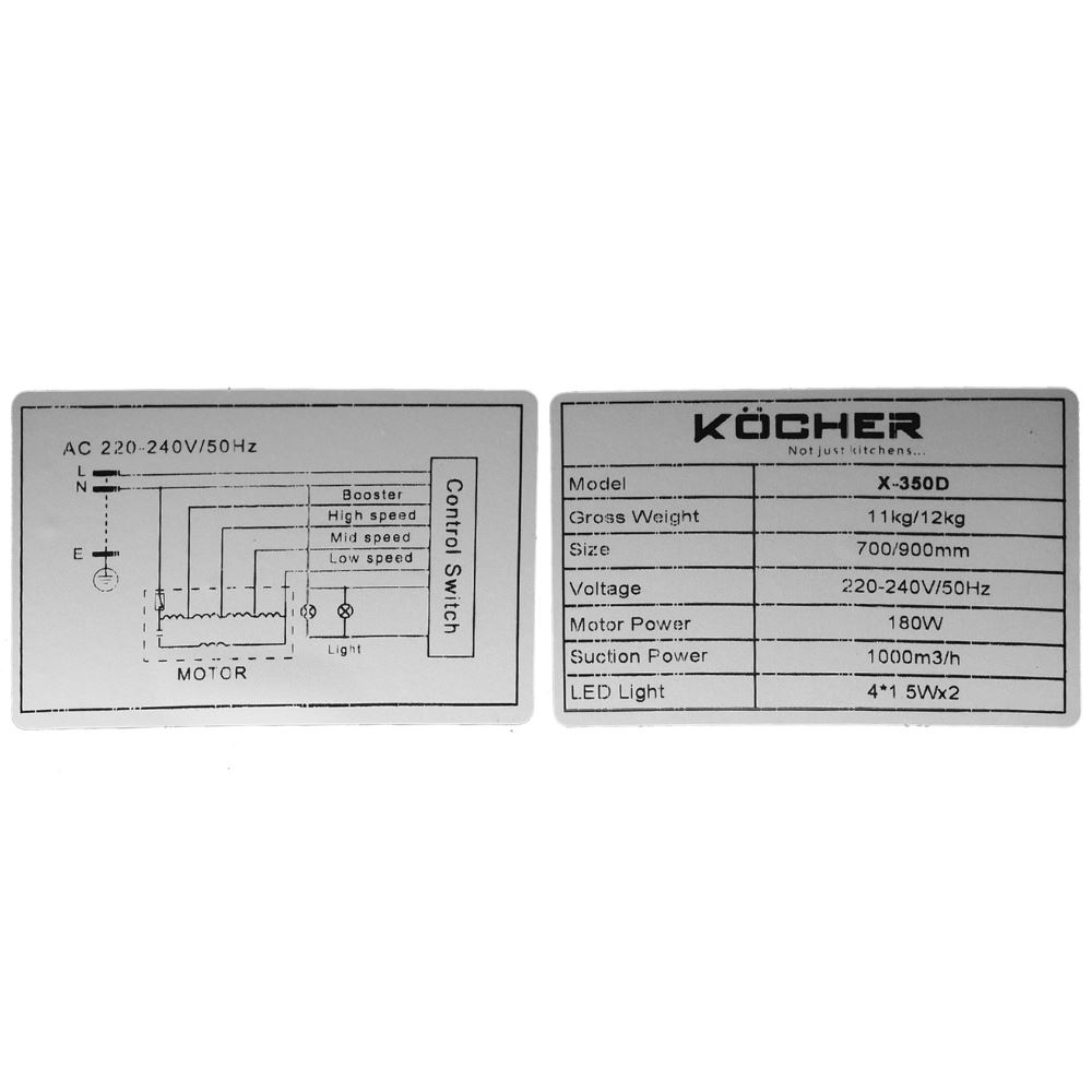 Máy hút mùi âm tủ Kocher TURBO X-350D Màu Đen