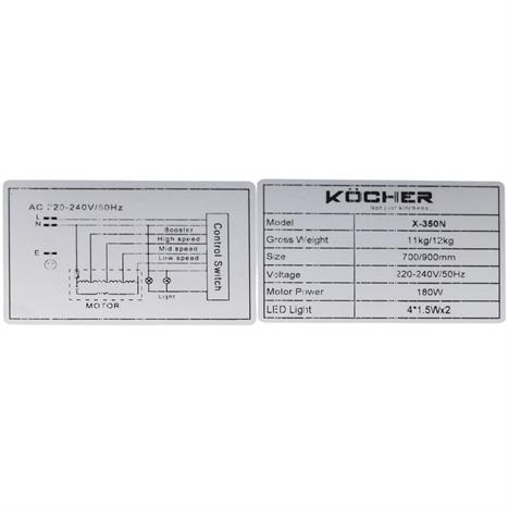 Máy hút mùi âm tủ Kocher TURBO X-350N Màu Xanh ngọc