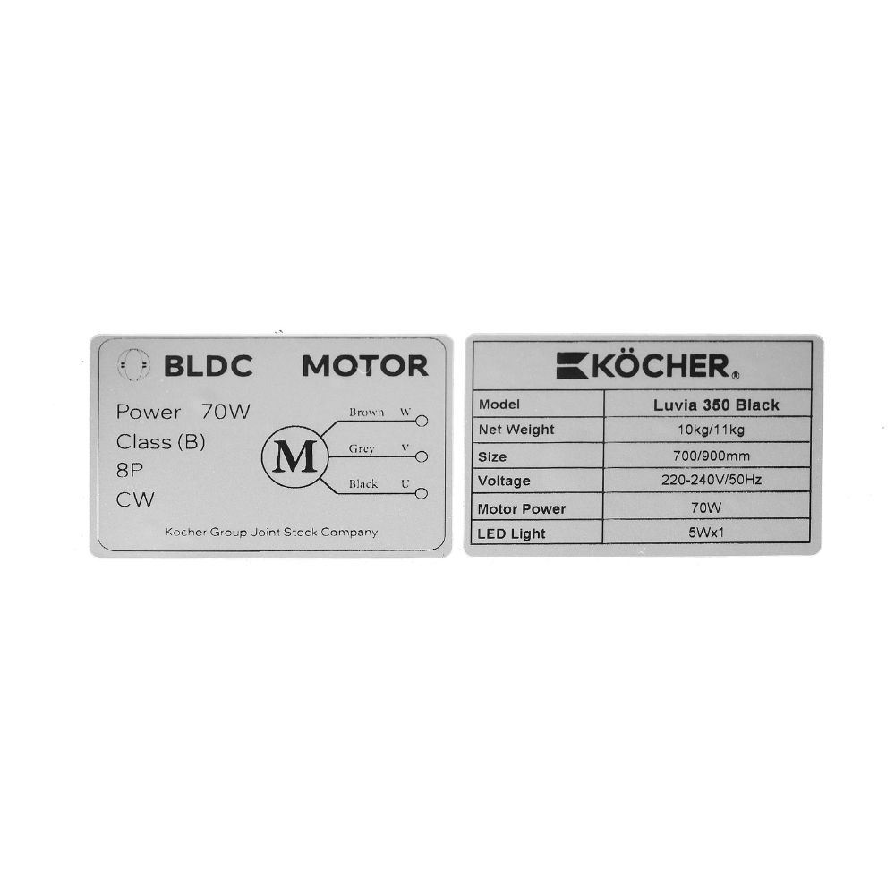 Máy hút mùi áp tường Kocher LUVIA 350 BLACK Màu Đen