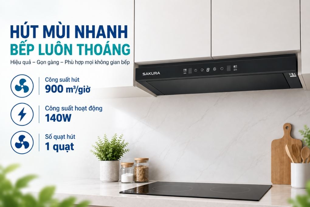 Máy hút mùi âm tủ Sakura R-D25B Màu Đen