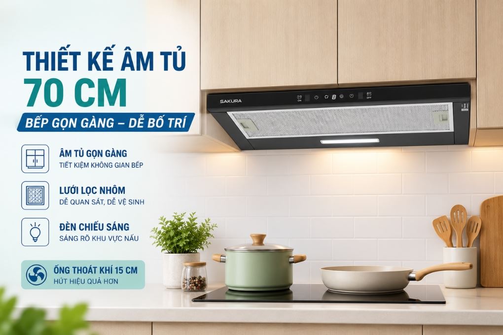 Máy hút mùi âm tủ Sakura R-D25B Màu Đen