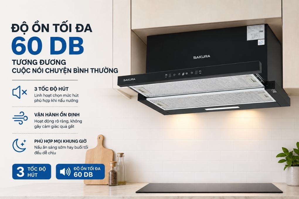 Máy hút mùi âm tủ Sakura R-D25B Màu Đen