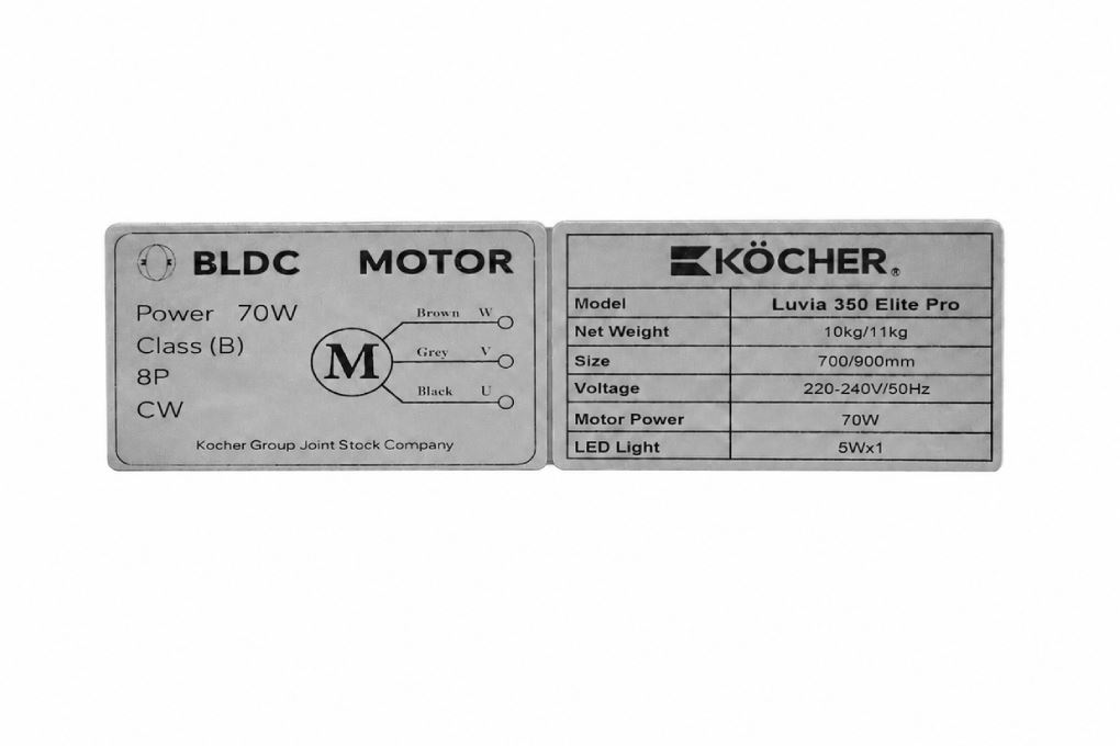 Máy hút mùi áp tường Kocher LUVIA 350 ELITE PRO 70cm Màu Xám
