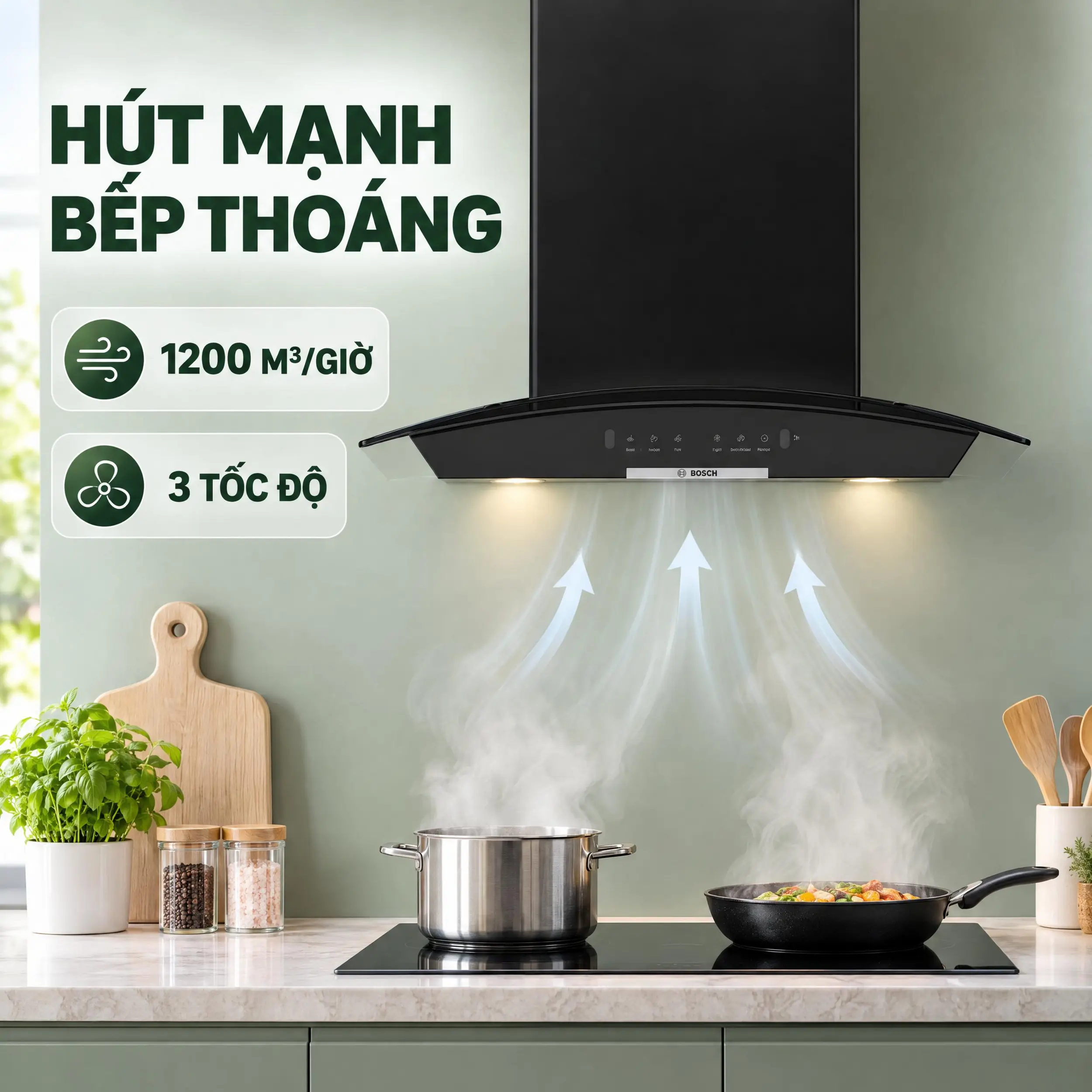 Máy hút mùi kính cong Bosch DWA68IJ60I