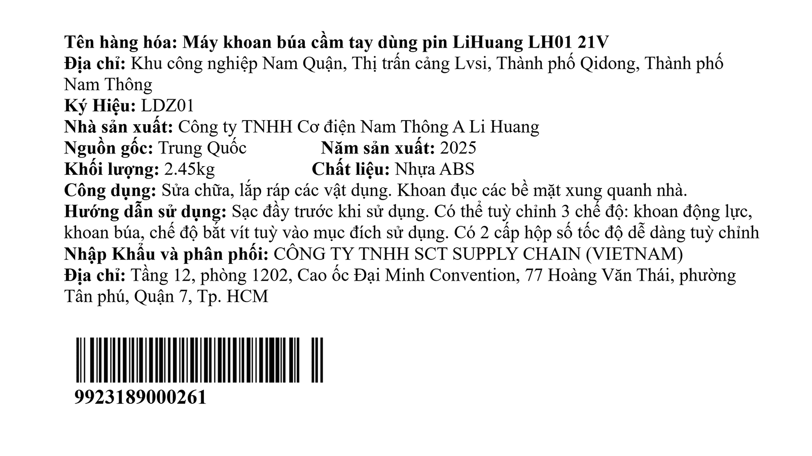 Máy khoan búa cầm tay LiHuang LH01 21V Màu Xanh Da Trời