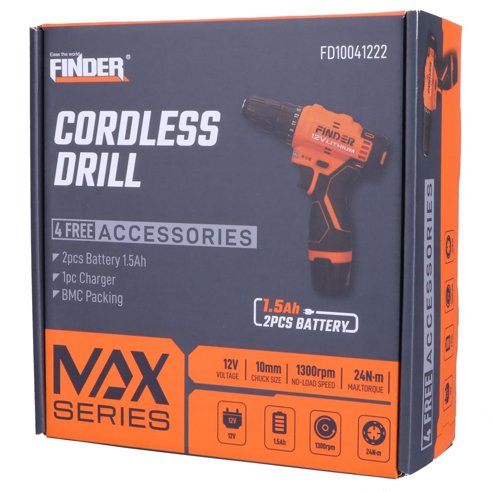 Máy khoan pin Finder FD10041222 12V Màu Đen - Cam