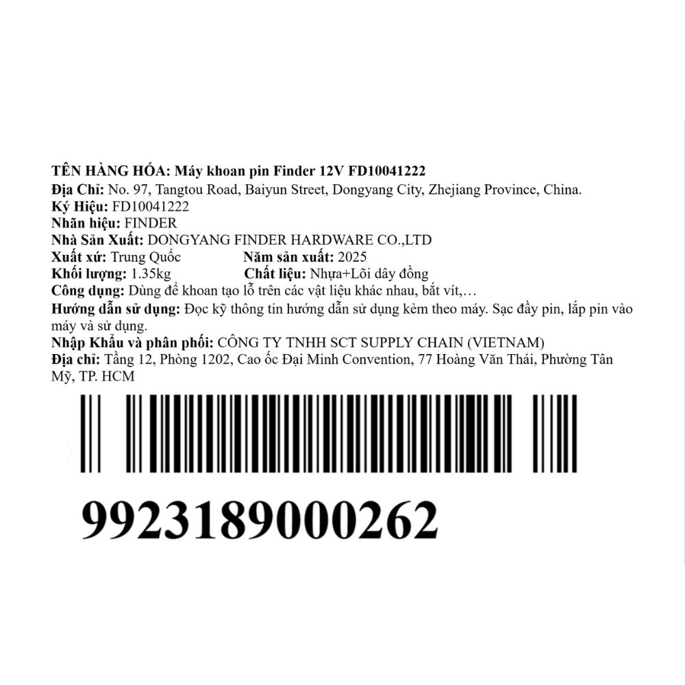 Máy khoan pin Finder FD10041222 12V Màu Đen - Cam