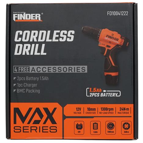 Máy khoan pin Finder FD10041222 12V Màu Đen - Cam