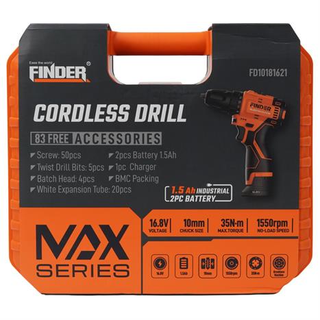Máy khoan pin Finder FD10181621 16.8V Màu Đen - Cam